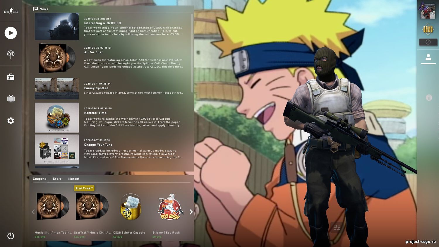 Фон главного экрана с Naruto для CS:GO